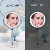 10X Magnifying Rotatable Double Sided Makeup Mirror with LED Light